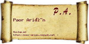 Paor Arián névjegykártya